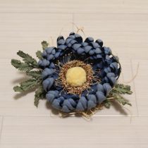 ブルー藁付き雛菊コサージュ