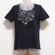 黒ネモフィラフリルTシャツ【M】