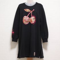 黒チェリーミーティングアップリケスウェットチュニック