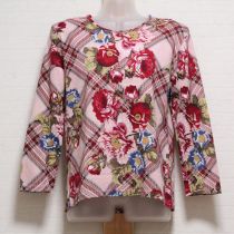 ピンクチェックブーケ長Tシャツ