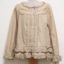 ベージュローン段々チュニックブラウス