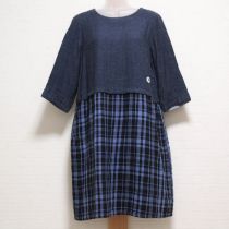 ネイビーダブルガーゼワンピース