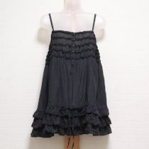 黒裾段々フリル麻混キャミブラウス
