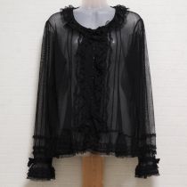 黒ドットチュールオーバーブラウス