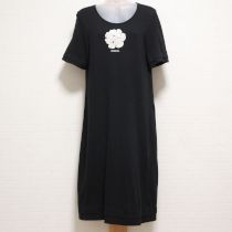 黒カメリアプリントカットソーチュニック【9号】