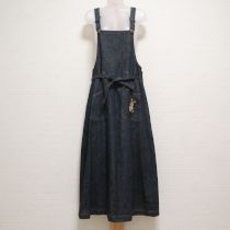 紺うさぎ刺繍デニム巻ジャンパースカート