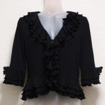 黒段々フリルカットソーボレロコサージュ付き【9号】