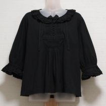 黒ロゴ刺繍ローンブラウス