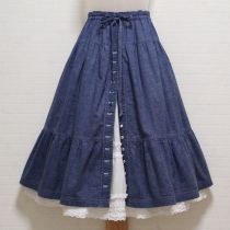 紺×白ピコフリルレイヤー風スカート
