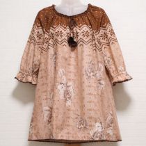 茶系ノルディックマフマフチュニックブラウス