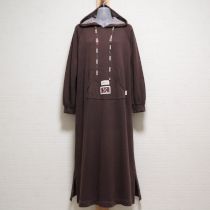 茶フーディスウェットワンピース