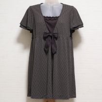 茶フリル使いドットチュニック【9号】