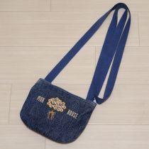 紺野薔薇ブーケ刺繍デニムポシェット