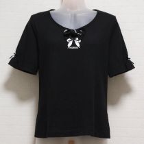 黒リボンプリントTシャツ【L】