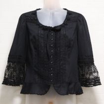 黒花モチーフ&レースブラウス【9号】