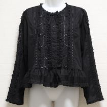 黒サテンリボン使いローンブラウス【3(M)】
