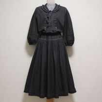 黒倒しタックステッチデニムワンピース