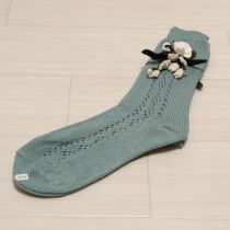 ブルーグレー鈴蘭モチーフソックス