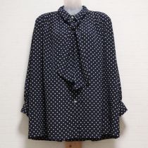 紺ドットビッグシルエットポリブラウス