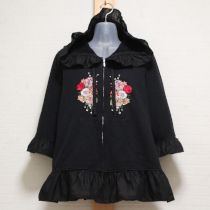 黒エンジェルローズ刺繍パーカー【4(L)】