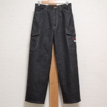 黒ロゴ刺繍カーゴパンツ【M】