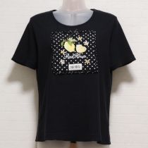 黒レモン刺繍入り水玉ゼッケンカットソー【4(L)】