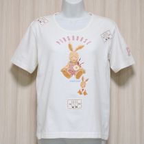 白オーバーオールうさぎパッチ付きTシャツ【M】