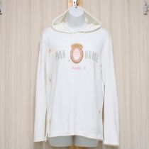 白×ベージュラベルキューピーptフード付き長Tシャツ
