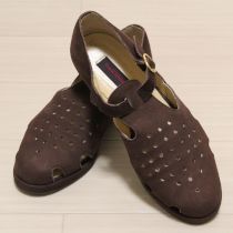 こげ茶パンチングヌバックサンダル【L】