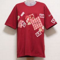 赤ラヴィアンローズpt×チェックパッチワークTシャツ【L】