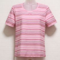 ピンク系マルチボーダーTシャツ【M】