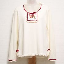 生成マルベリーブーケ刺繍カットソー【L】