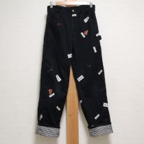 黒ロゴパッチ使いギンガムロールアップパンツ