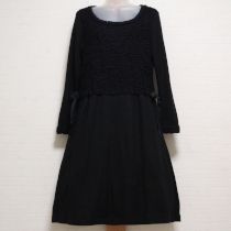 黒ニットフリル使いカットソーワンピース【9号】