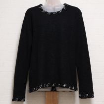 黒水玉トリミングカットソー