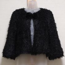 黒ボンボン付きシャギーカーディガン【9号】