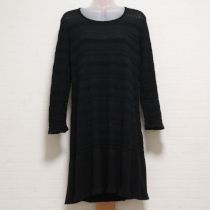 黒ボーダー模様編みニットチュニック【9号】