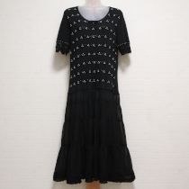 黒ビーズ刺繍ニット×ジョーゼットワンピース【11号】