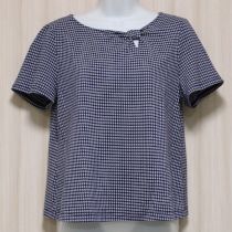 ブルーリボン風ぽこぽこギンガムTシャツ【4(11号)】