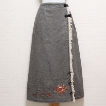 グレーベリー刺繍巻スカート【M】