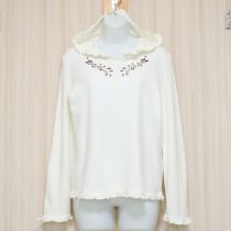 生成ローズヒップ刺繍フード付きカットソー【M】