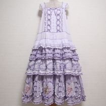パープルテディローズ刺繍ギンガム使いパッチワークワンピース☆